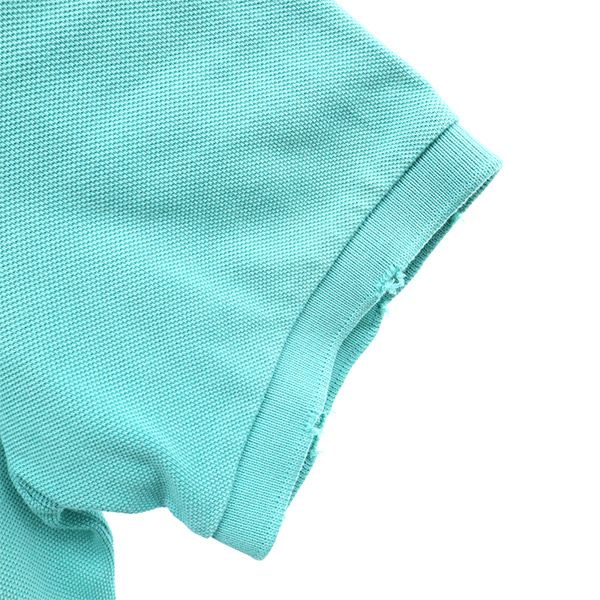 POLO RALPH LAUREN ポロラルフローレン プリント 半袖 ダメージ加工 ポロシャツ L グリーン 鹿の子 メンズ