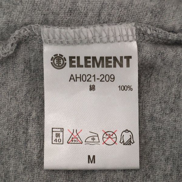 エレメント ロゴプリント 半袖 Tシャツ M グレー ELEMENT ワッペン メンズ