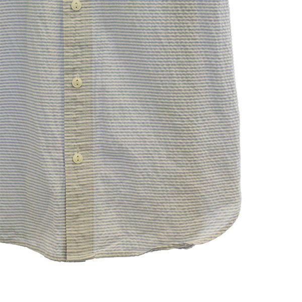 コロンビア ボーダー 半袖 シアサッカー シャツ M ホワイト×ブルー Columbia アウトドア メンズ