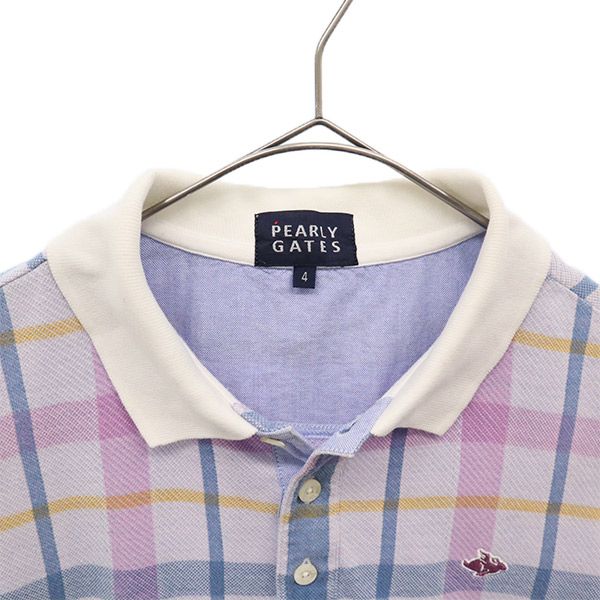 PEARLY GATES パーリーゲイツ チェック柄 ゴルフ 半袖 ポロシャツ 4 パープル系 メンズ