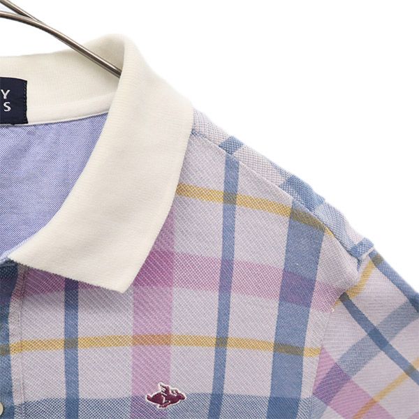 PEARLY GATES パーリーゲイツ チェック柄 ゴルフ 半袖 ポロシャツ 4 パープル系 メンズ