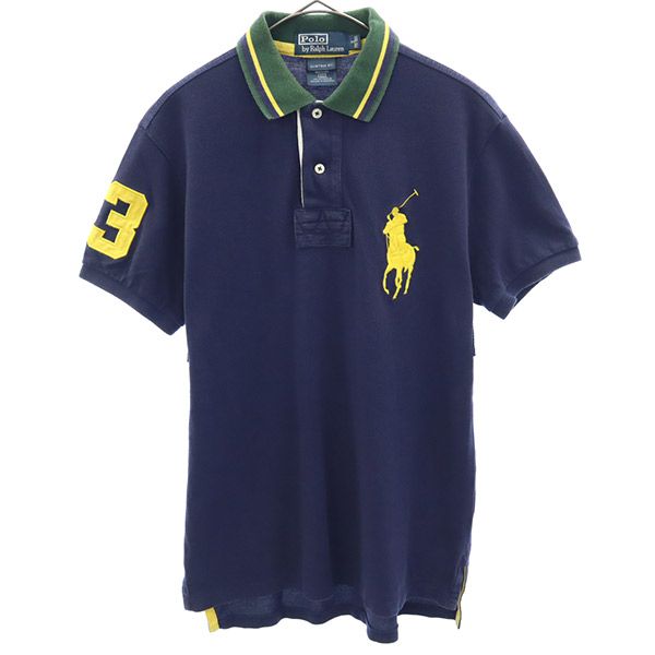 ポロバイラルフローレン ビッグポニー ビッグポニー刺繍 半袖 ポロシャツ S ネイビー Polo by Ralph Lauren 鹿の子 メンズ