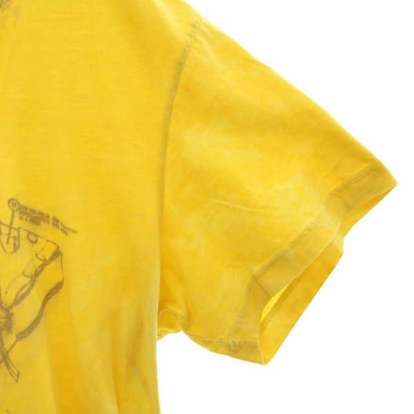 ディーゼル プリント 半袖 Vネック Tシャツ L イエロー DIESEL メンズ