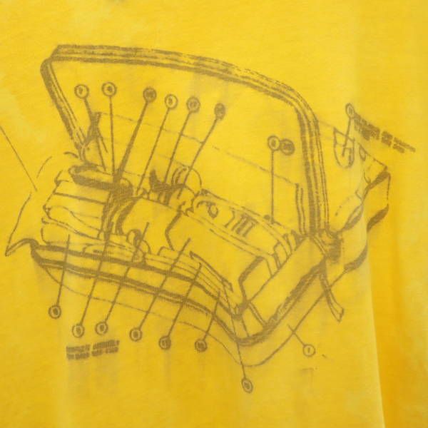 ディーゼル プリント 半袖 Vネック Tシャツ L イエロー DIESEL メンズ