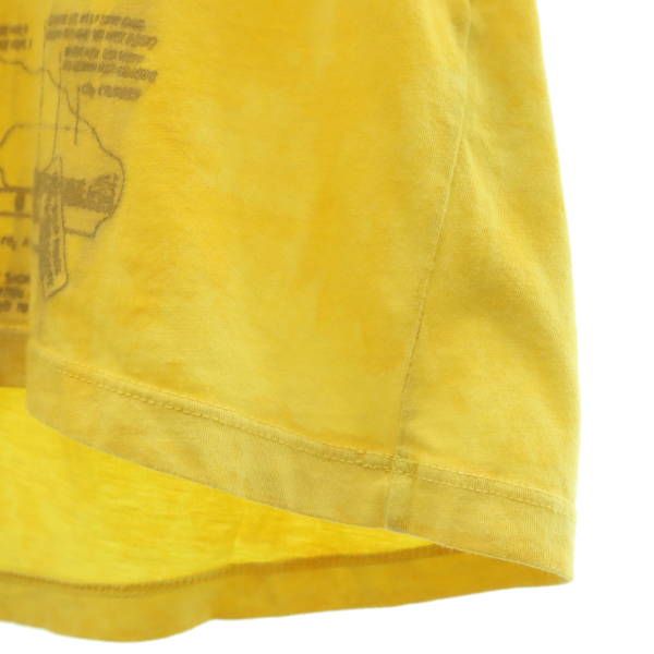 ディーゼル プリント 半袖 Vネック Tシャツ L イエロー DIESEL メンズ