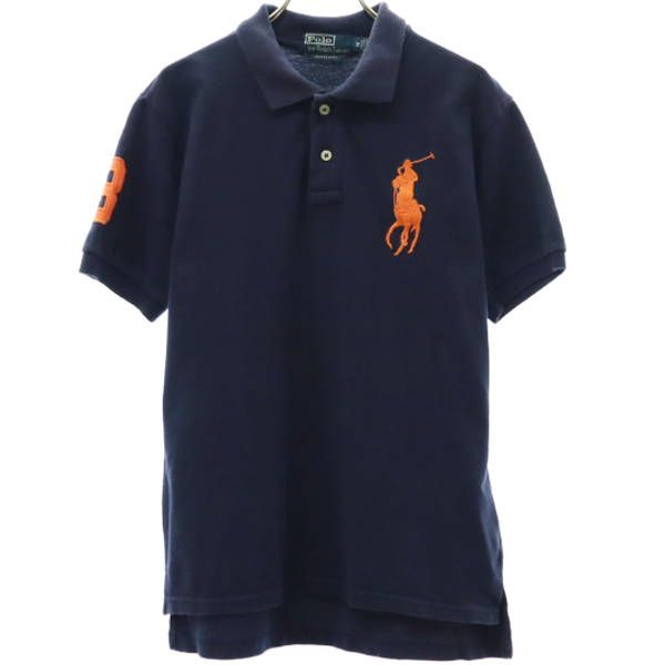 ポロバイラルフローレン ビッグポニー ロゴ刺繍 半袖 ポロシャツ M ネイビー Polo by Ralph Lauren 鹿の子地 メンズ