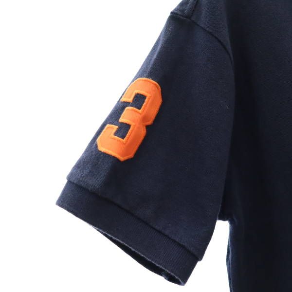 ポロバイラルフローレン ビッグポニー ロゴ刺繍 半袖 ポロシャツ M ネイビー Polo by Ralph Lauren 鹿の子地 メンズ