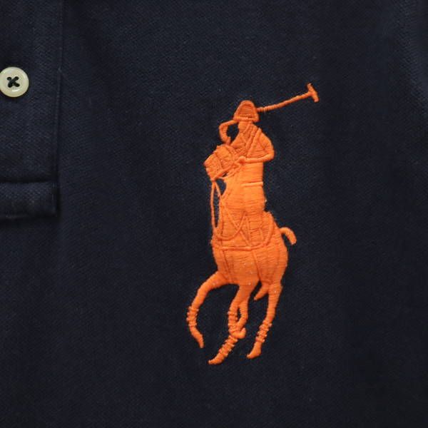 ポロバイラルフローレン ビッグポニー ロゴ刺繍 半袖 ポロシャツ M ネイビー Polo by Ralph Lauren 鹿の子地 メンズ
