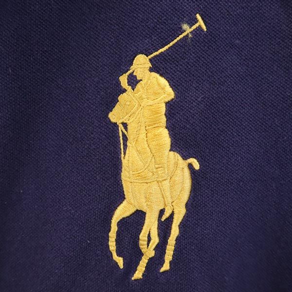ポロバイラルフローレン 半袖 ポロシャツ L ネイビー系 Polo by Ralph Lauren 鹿の子地 袖ナンバリング メンズ