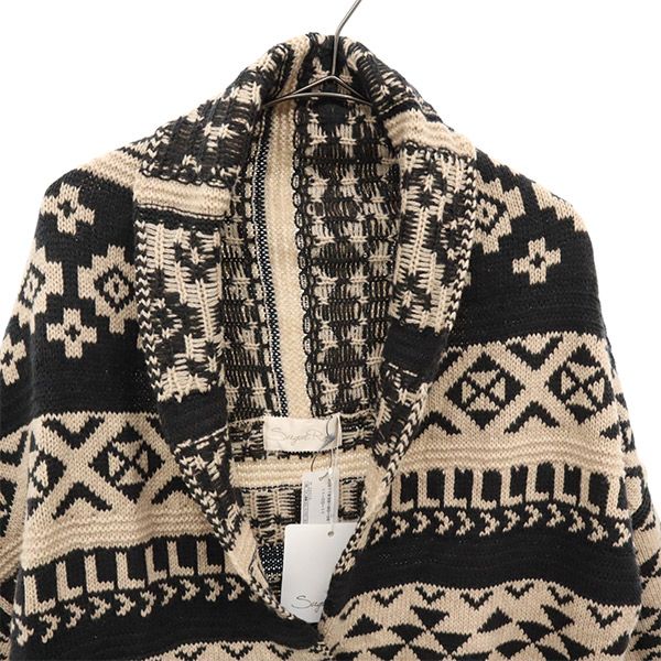 未使用 sugar Rose シュガーローズ 日本製 総柄 ニットカーディガン F ベージュ レディース