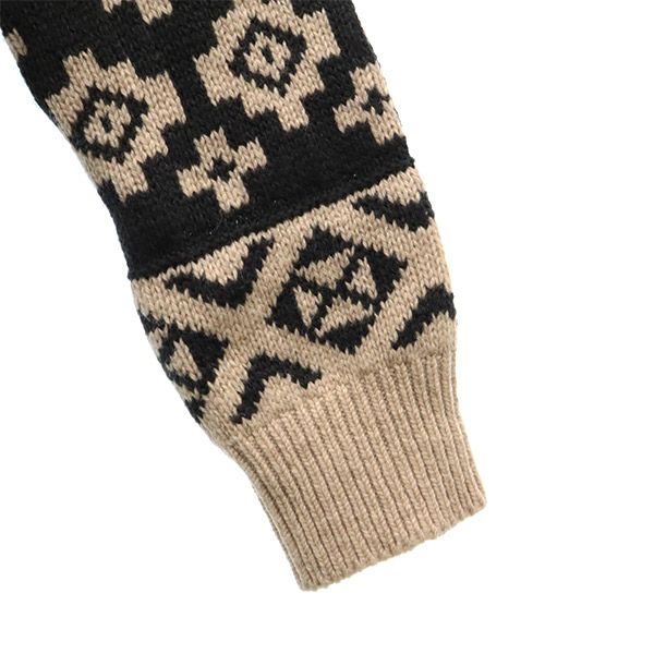 未使用 sugar Rose シュガーローズ 日本製 総柄 ニットカーディガン F ベージュ レディース