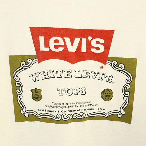 リーバイス ロゴプリント 長袖 Tシャツ L ホワイト×グリーン Levi's メンズ