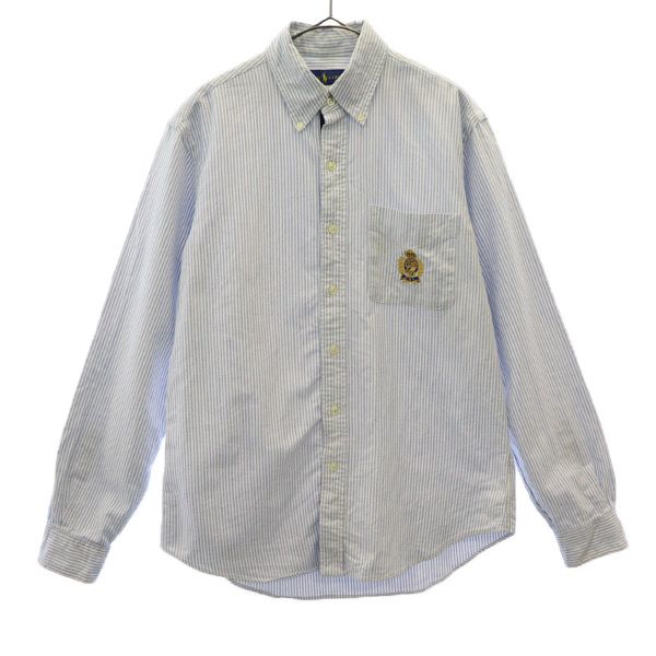 ラルフローレン ストライプ 長袖 オックスフォード ボタンダウンシャツ SP ホワイト×ブルー RALPH LAUREN メンズ