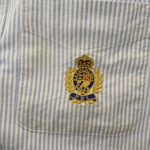 ラルフローレン ストライプ 長袖 オックスフォード ボタンダウンシャツ SP ホワイト×ブルー RALPH LAUREN メンズ