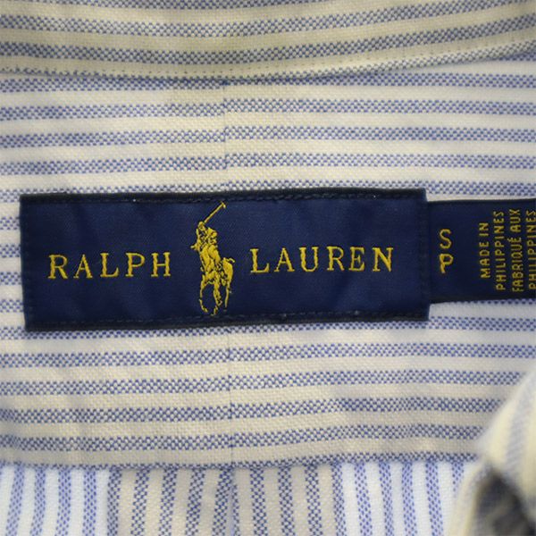 ラルフローレン ストライプ 長袖 オックスフォード ボタンダウンシャツ SP ホワイト×ブルー RALPH LAUREN メンズ