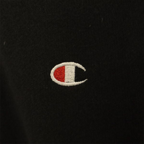 チャンピオン ロゴ刺繍 長袖 スウェット ジップパーカー M ブラック Champion ロゴワッペン メンズ