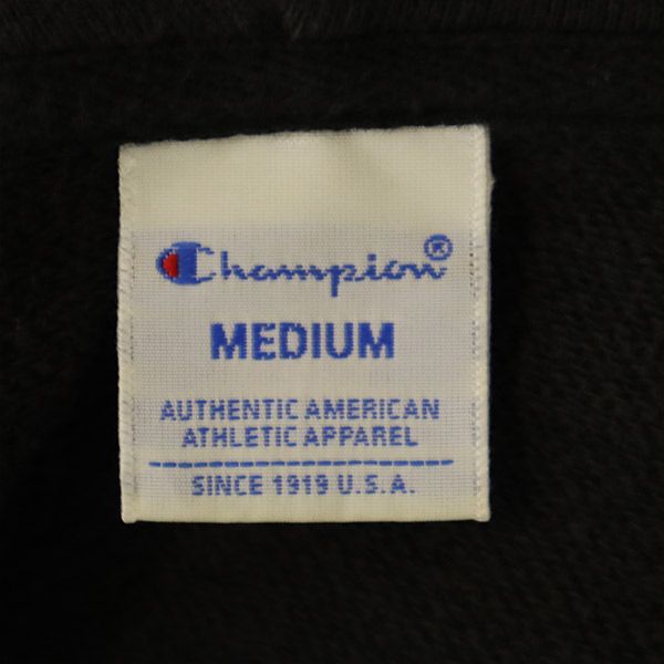 チャンピオン ロゴ刺繍 長袖 スウェット ジップパーカー M ブラック Champion ロゴワッペン メンズ