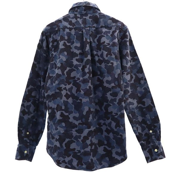 Psycho Bunny サイコバニー 迷彩 長袖 シャツ S ブルー系 ロゴワッペン ゴルフ メンズ
