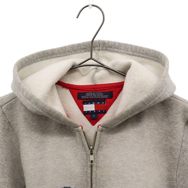 トミージーンズ ワッペン 長袖 ジップパーカー M グレー TOMMY JEANS スウェット レディース