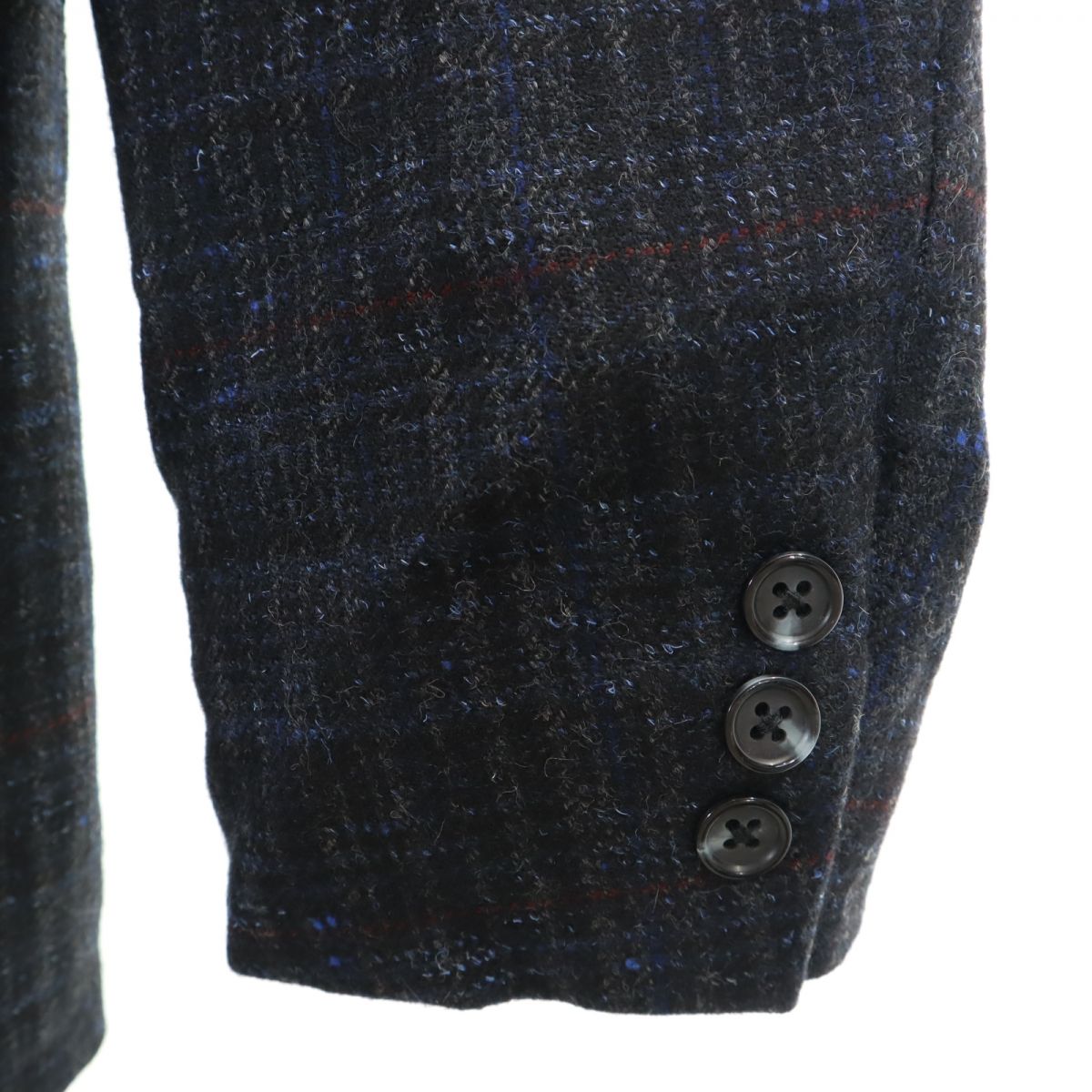 Pierre Cardin ピエールカルダン ウール チェック 長袖 テーラードジャケット ダークグレー系 メンズ