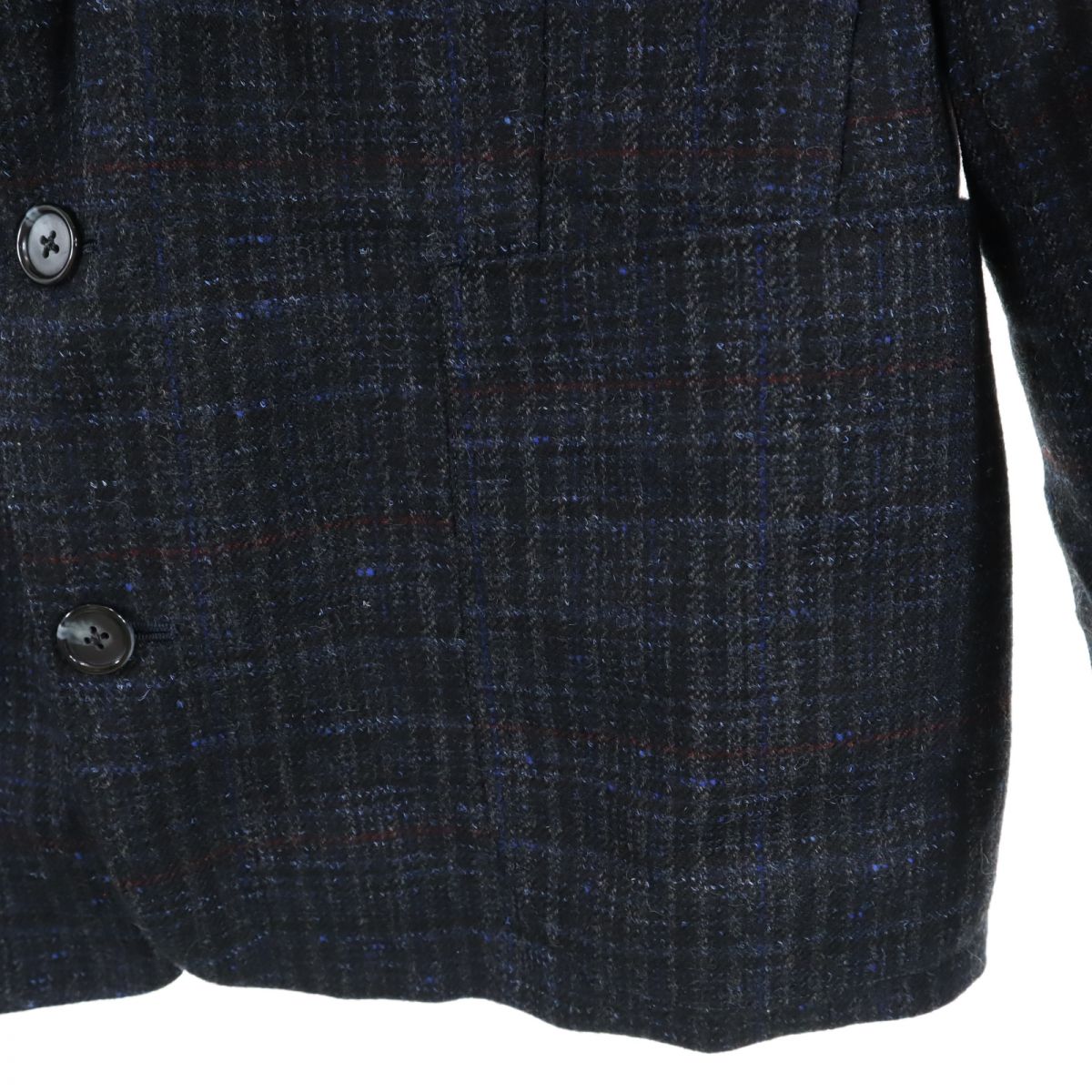Pierre Cardin ピエールカルダン ウール チェック 長袖 テーラードジャケット ダークグレー系 メンズ
