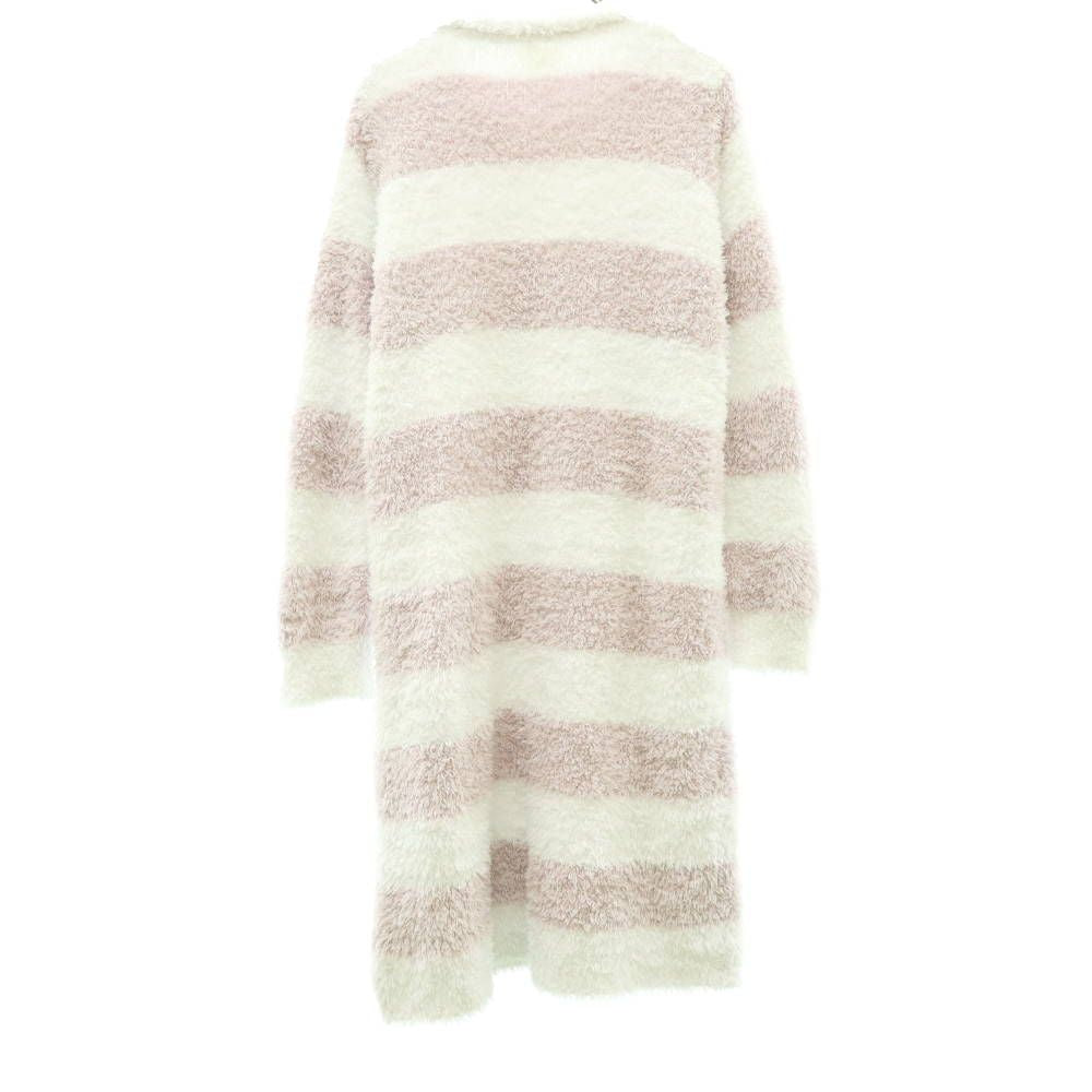 ジェラートピケ ボーダー 長袖 ふわモコ ルームウェア F ホワイト×パープル gelato pique ワンピース レディース