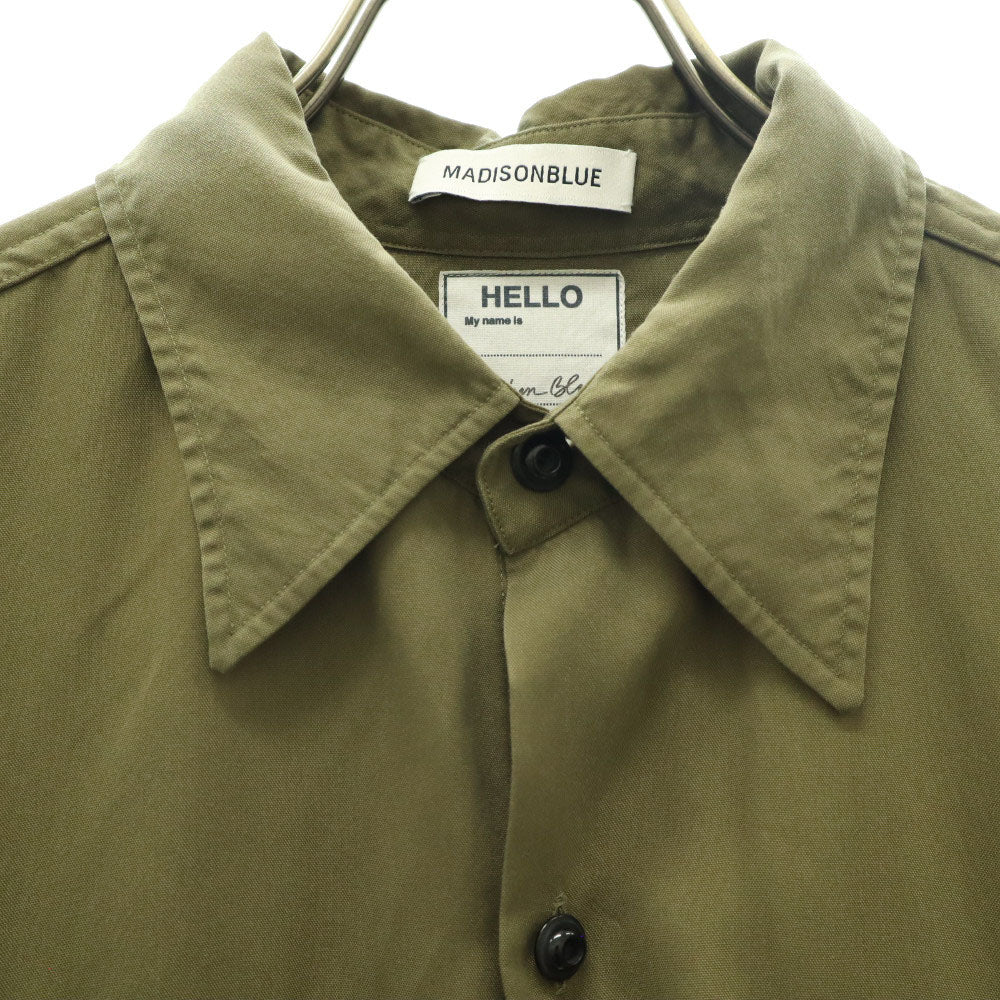 MADISON BLUE マディソンブルー 長袖 シャツ M グリーン ボタンフラップポケット レディース