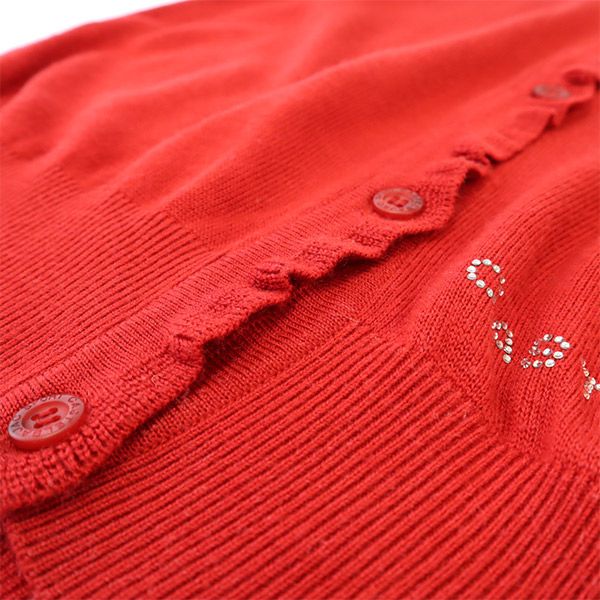 カステルバジャック 総柄 長袖 ニットカーディガン 2 レッド×ホワイト JC de CASTELBAJAC レディース