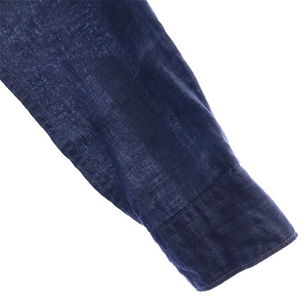 ランバン リネン 長袖 シャツ LB ブルー LANVIN メンズ