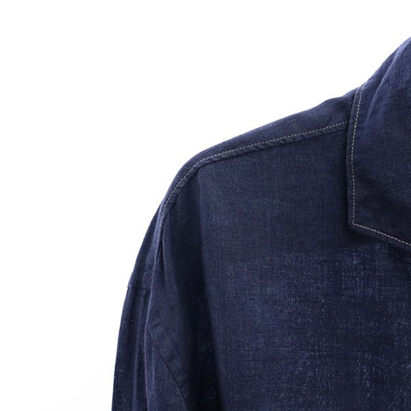 ランバン リネン 長袖 シャツ LB ブルー LANVIN メンズ