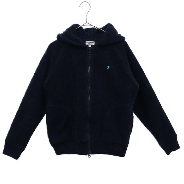 GYMPHLEX ジムフレックス ワンポイント刺繍 長袖 ボアフリース ジップパーカー 12 ネイビー レディース