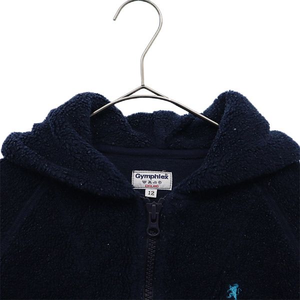 GYMPHLEX ジムフレックス ワンポイント刺繍 長袖 ボアフリース ジップパーカー 12 ネイビー レディース