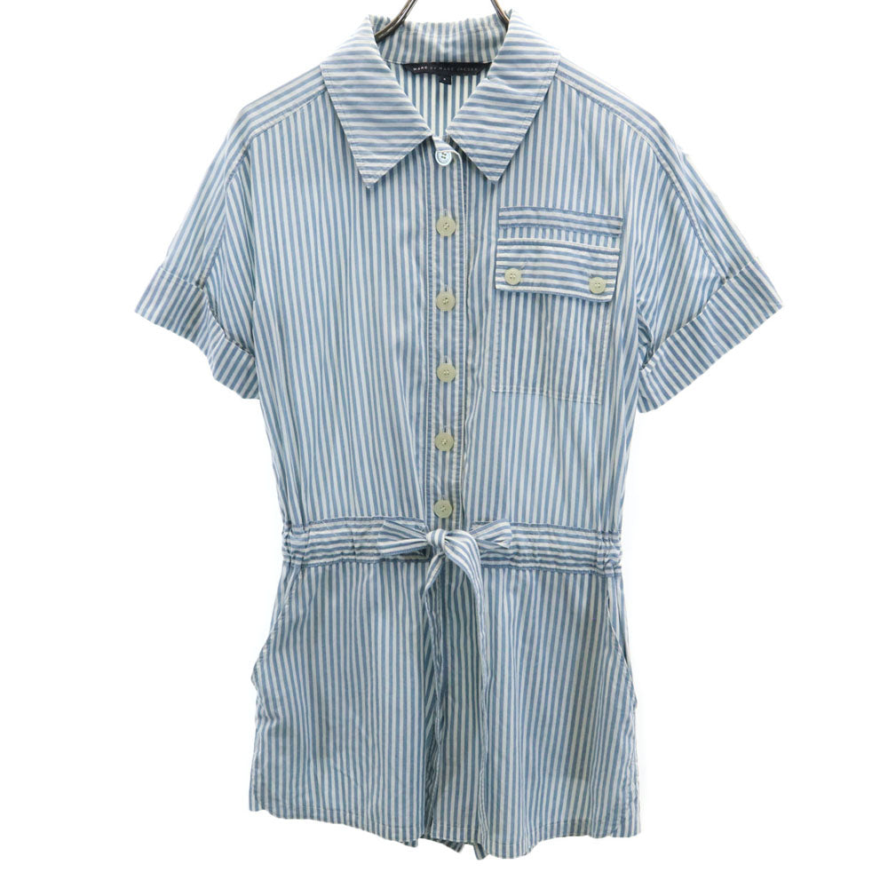 MARC BY MARC JACOBS マークバイマークジェイコブス ストライプ 半袖 オールインワン 4 ブルー系 レディース