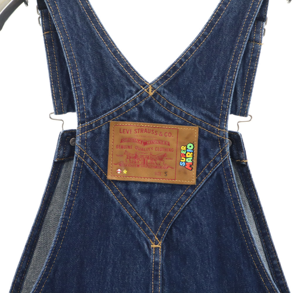 リーバイス × スーパーマリオ コラボ デニム オーバーオール S ネイビー系 Levi's PREMIUM × SUPER MARIO ビックE メンズ