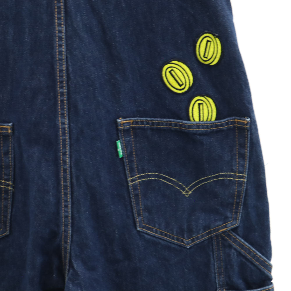 リーバイス × スーパーマリオ コラボ デニム オーバーオール S ネイビー系 Levi's PREMIUM × SUPER MARIO ビックE メンズ