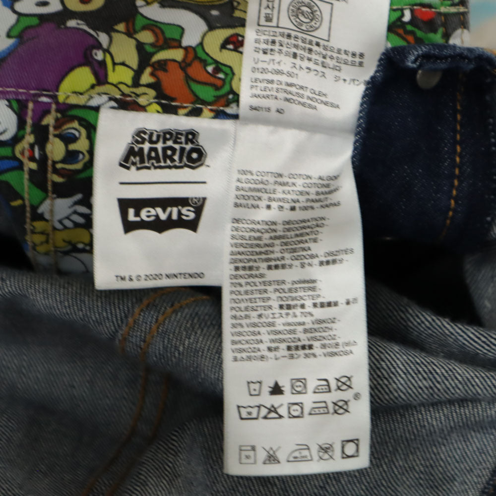 リーバイス × スーパーマリオ コラボ デニム オーバーオール S ネイビー系 Levi's PREMIUM × SUPER MARIO ビックE メンズ
