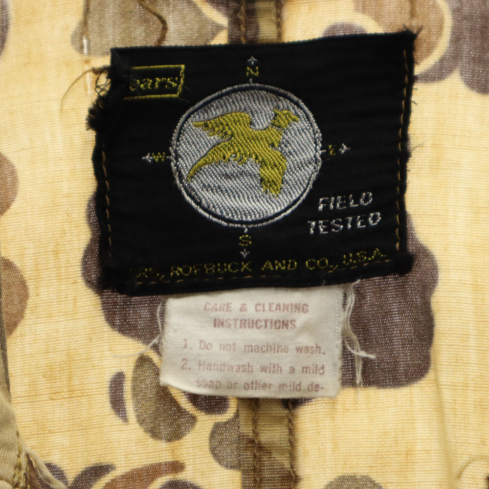 Sears シアーズ 60s 70s ダックハンターカモ 長袖 つなぎ ベージュ オールインワン 迷彩 TALONジップ オールド ヴィンテージ メンズ