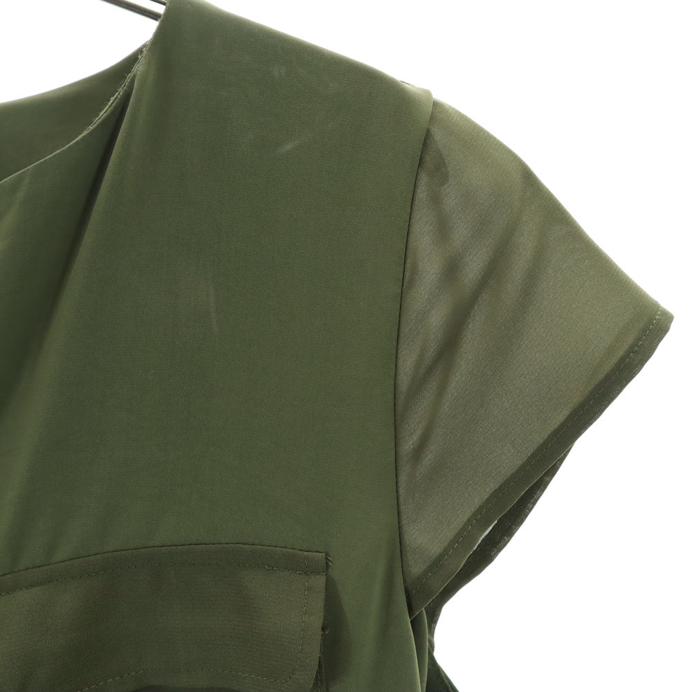 AMERI UNDRESSED アメリ 半袖 オールインワン M カーキ フレンチスリーブ つなぎ ジャンプスーツ レディース