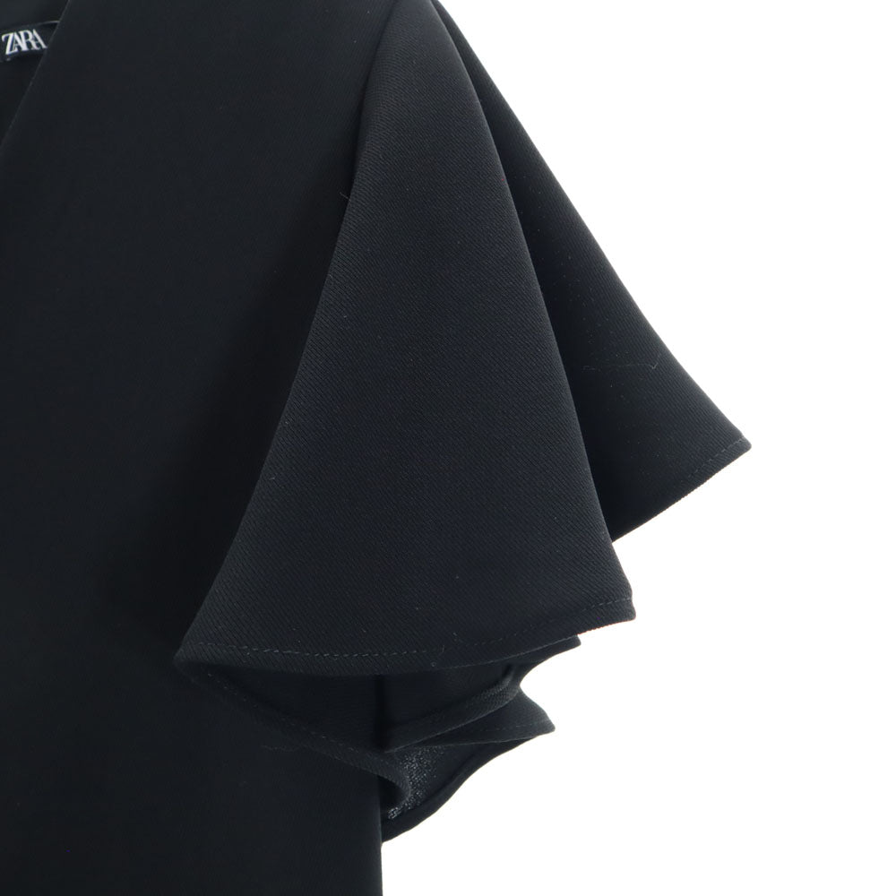 ZARA ザラ 半袖 オールインワン S ブラック フレンチスリーブ つなぎ ジャンプスーツ レディース