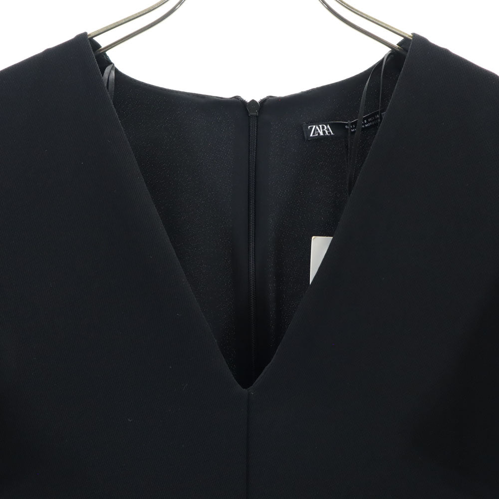 ZARA ザラ 半袖 オールインワン S ブラック フレンチスリーブ つなぎ ジャンプスーツ レディース