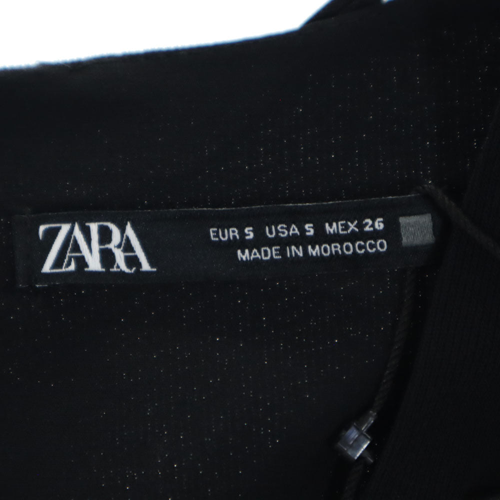 ZARA ザラ 半袖 オールインワン S ブラック フレンチスリーブ つなぎ ジャンプスーツ レディース