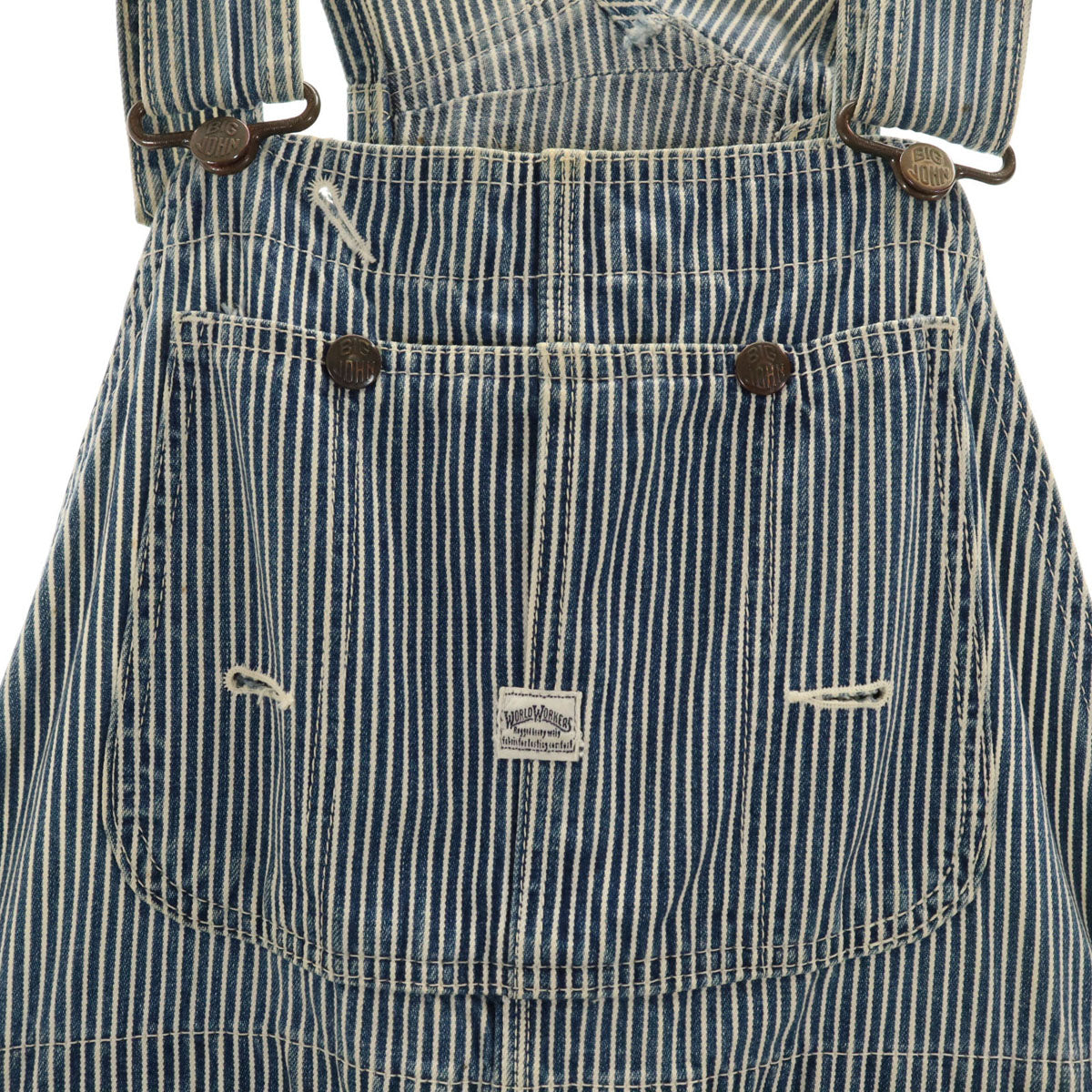 BIG JOHN ビッグジョン ヒッコリー オーバーオール ネイビー系 レディース