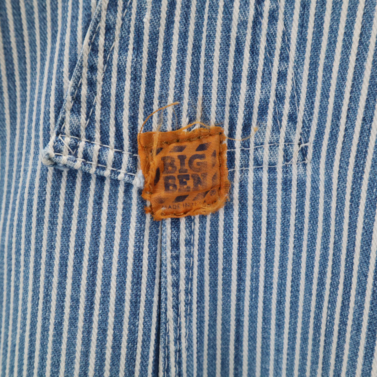 BIG BEN ビッグベン 80s USA製 ヴィンテージ ヒッコリー オーバーオール W34 ネイビー系 BY WRANGLER メンズ