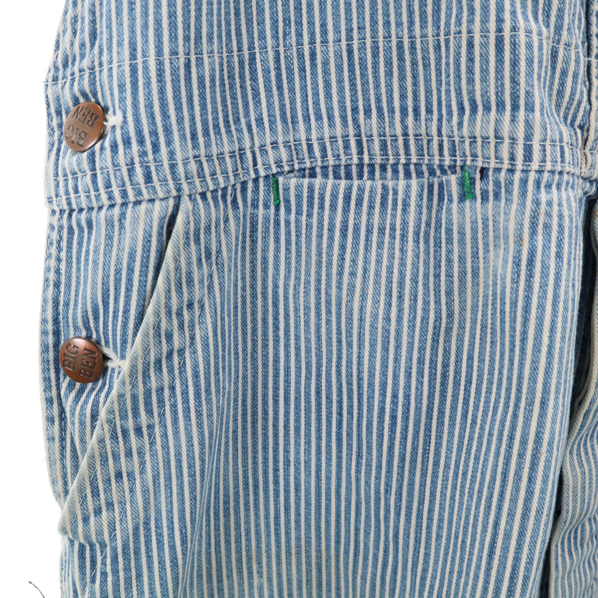BIG BEN ビッグベン 80s USA製 ヴィンテージ ヒッコリー オーバーオール W34 ネイビー系 BY WRANGLER メンズ