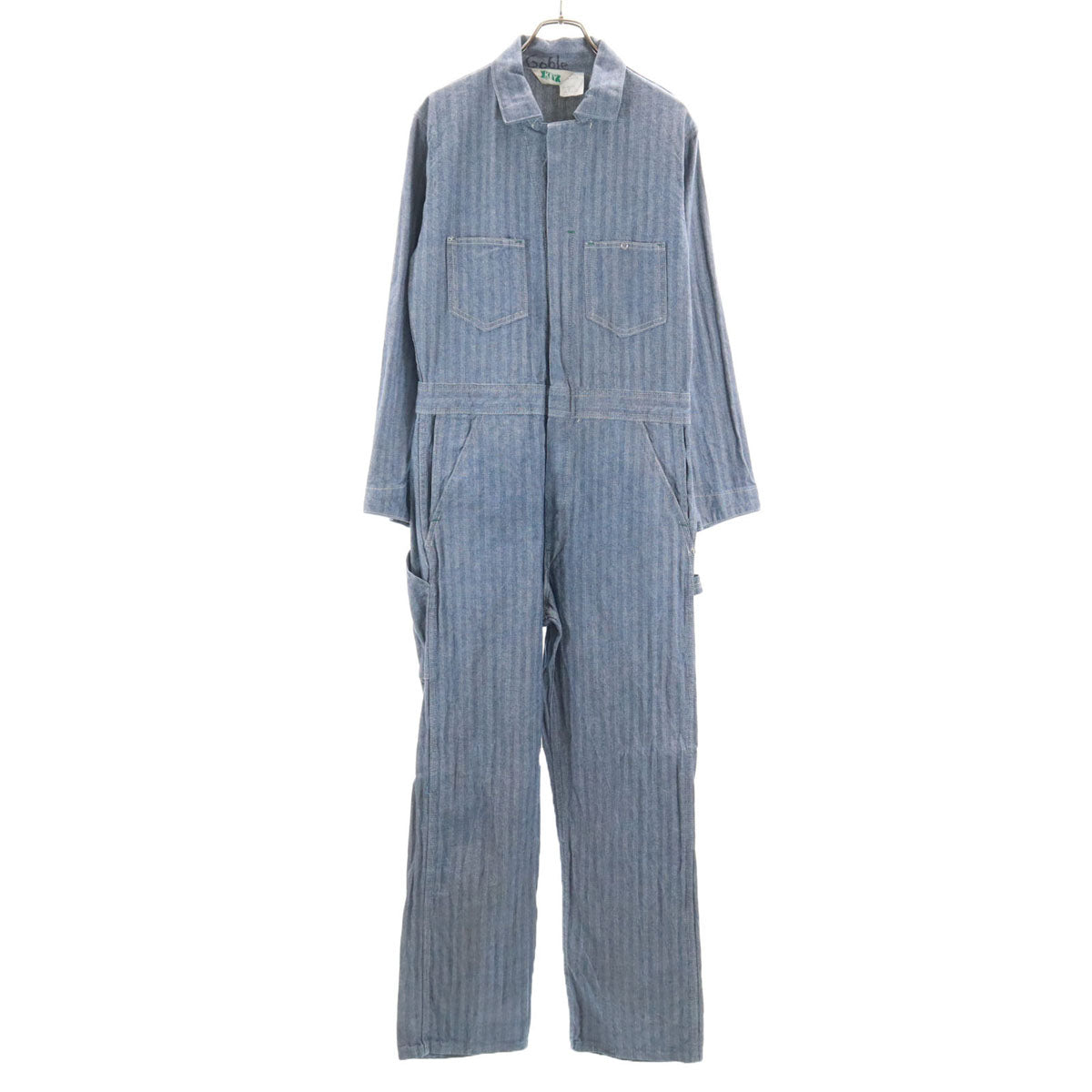 KEY キー 80s ヴィンテージ USA製 ヘリンボーン 長袖 ワークオールインワン つなぎ 34 ネイビー TARONジップ メンズ