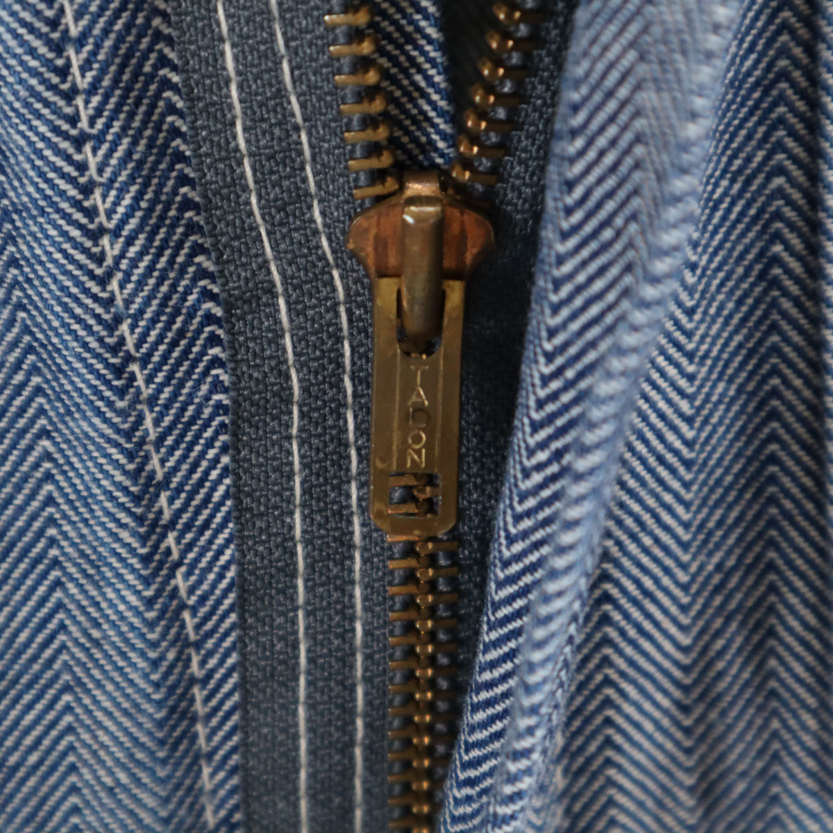 KEY キー 80s ヴィンテージ USA製 ヘリンボーン 長袖 ワークオールインワン つなぎ 34 ネイビー TARONジップ メンズ