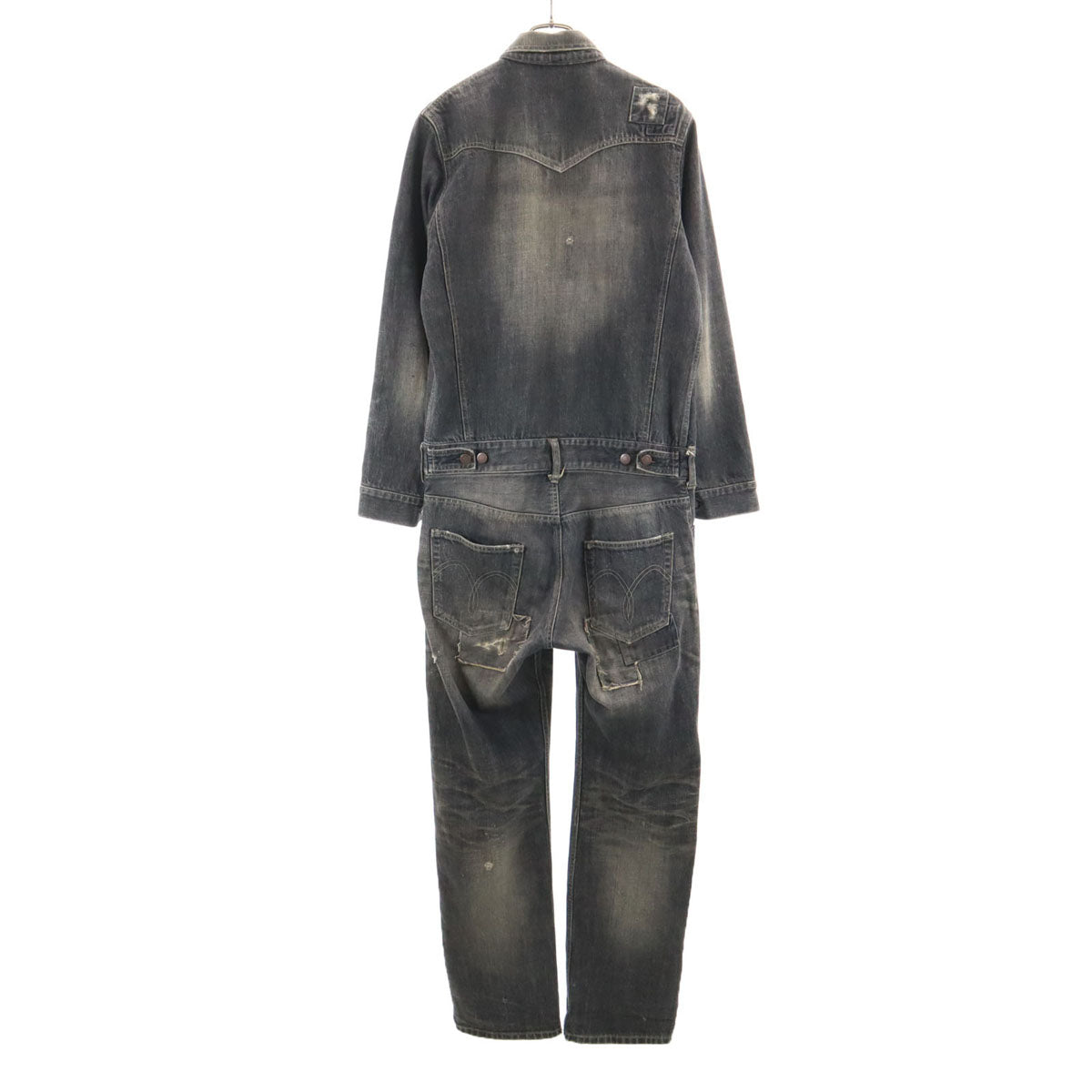 glamb グラム 長袖 ヴィンテージ加工 デニム ワークオールインワン つなぎ 2 グレー メンズ