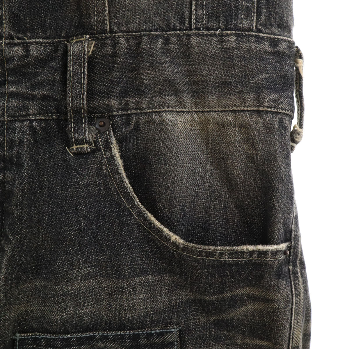 glamb グラム 長袖 ヴィンテージ加工 デニム ワークオールインワン つなぎ 2 グレー メンズ