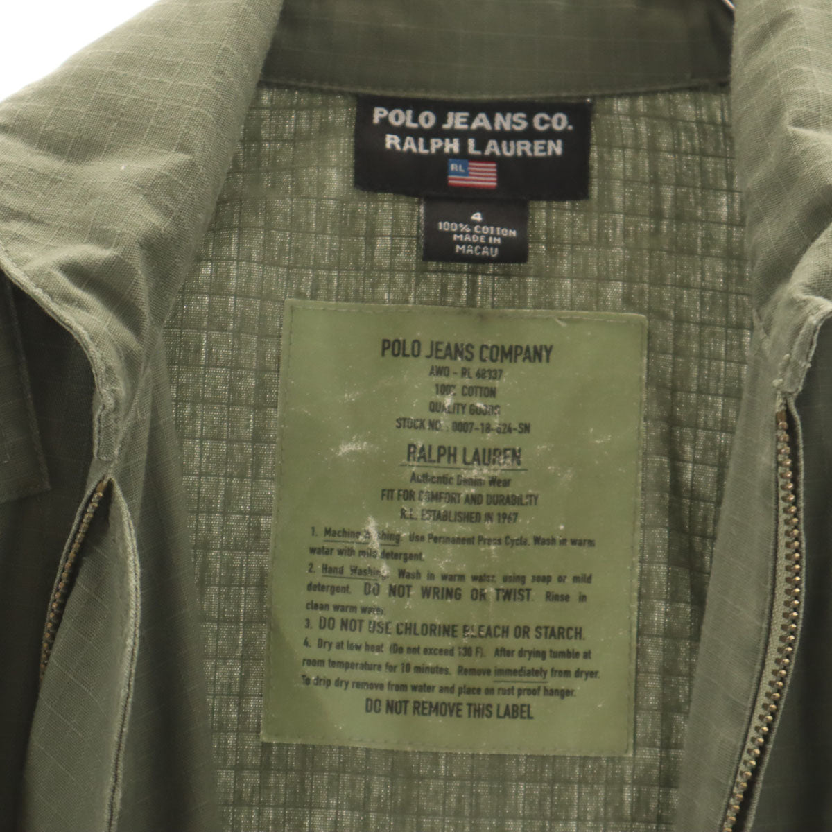 POLO JEANS CO RALPH LAUREN ポロジーンズカンパニー ラルフローレン ミリタリー つなぎ 4 カーキ クロップド丈 レディース