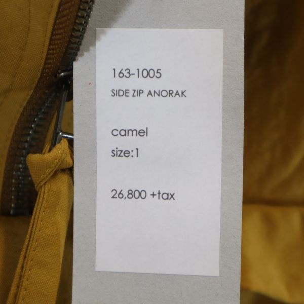 未使用 バースト222 16AW 日本製 サイドジップ アノラックパーカー 1 キャメル VAST222 プルオーバー メンズ